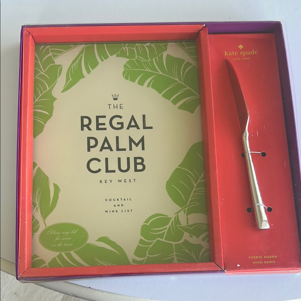 Kate Spade Tropical Leaf Cheese Board with Knife